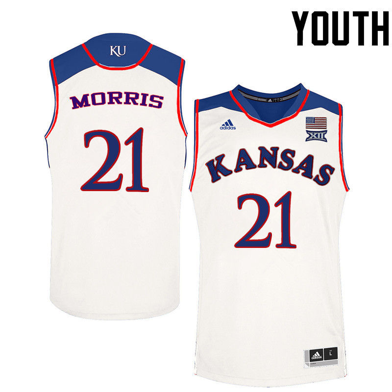 Youth Kansas Jayhawks #21 Markieff Morris College Basketball Jerseys-White